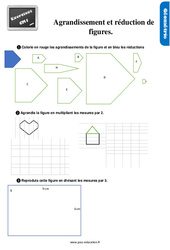 Agrandissement et réduction de figures - Exercices, révisions : 6ème Harmos - PDF à imprimer