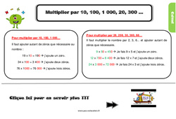 Multiplier par 10, 100, 1 000, 20, 300 ... - Cours, Leçon, trace écrite : 6ème Harmos - PDF gratuit à imprimer