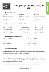 Multiplier par 10, 100, 1 000, 20, 300 ... - Exercices, révisions : 6ème Harmos - PDF à imprimer