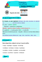 Les suffixes - Soutien scolaire pour les élèves en difficulté. : 6ème Harmos - PDF à imprimer