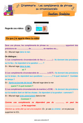 Les compléments de phrase ou circonstanciels - Soutien scolaire pour les élèves en difficulté : 6ème Harmos - PDF à imprimer