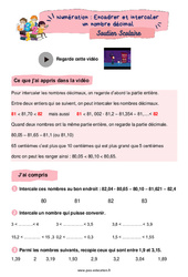 Encadrer et intercaler un nombre décimal - Soutien scolaire pour les élèves en difficulté. : 7ème Harmos - PDF à imprimer