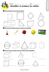 Identifier et nommer quelques solides - Exercices avec les corrigés : 5ème Harmos - PDF à imprimer