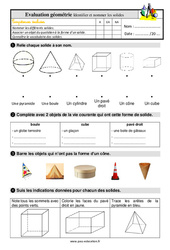 Identifier et nommer quelques solides - Examen Evaluation avec les corrigés : 4ème Harmos - PDF à imprimer