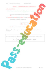 L’énergie cinétique et potentielle - Séquence complète : 11ème Harmos - PDF à imprimer