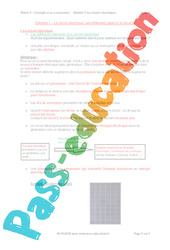 Le circuit électrique, ses différents types et la sécurité - Séquence complète : 9eme Harmos - PDF à imprimer