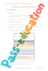 La résistance et la loi d’Ohm - Séquence complète : 10ème Harmos - PDF à imprimer