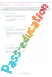 Symétrique d’un segment, d’une droite, d’un cercle - Séquence complète sur La symétrie axiale : 8ème Harmos - PDF à imprimer