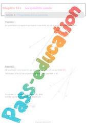 Propriétés de la symétrie - Séquence complète sur La symétrie axiale : 8ème Harmos - PDF à imprimer