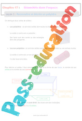 Reconnaître et décrire un polyèdre - Géométrie dans l’espace - Séquence complète : 8ème Harmos - PDF à imprimer
