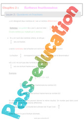 Quotients et fractions - Séquence complète - Écritures fractionnaires : 9eme Harmos - PDF à imprimer