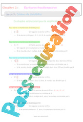 Critères de divisibilité - Séquence complète - Écritures fractionnaires : 9eme Harmos - PDF à imprimer