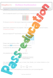 Exprimer une proportion - Séquence complète - Écritures fractionnaires : 9eme Harmos - PDF à imprimer