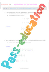 Additions et soustractions de fractions - Séquence complète : 9eme Harmos - PDF à imprimer