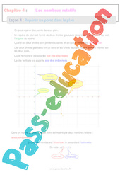 Repérer un point dans le plan - Les nombres relatifs - Séquence complète : 9eme Harmos - PDF à imprimer