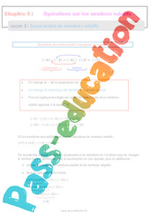 Soustraction de nombres relatifs - Séquence complète : 9eme Harmos - PDF à imprimer