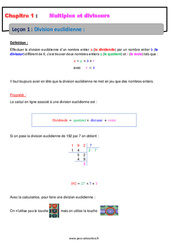 Division euclidienne - Multiples et diviseurs - Cours : 10ème Harmos - PDF à imprimer