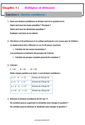 Division euclidienne - Révisions - Multiples et diviseurs - Exercices avec correction : 10ème Harmos - PDF à imprimer