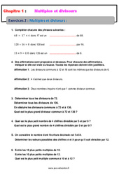 Multiples et diviseurs - Révisions - Exercices avec correction : 10ème Harmos - PDF à imprimer