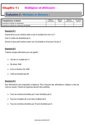 Multiples et diviseurs - Examen Evaluation, bilan, contrôle avec la correction : 10ème Harmos - PDF à imprimer