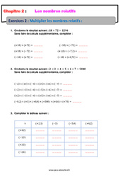 Multiplier les nombres relatifs - Révisions - Exercices avec correction : 10ème Harmos - PDF à imprimer