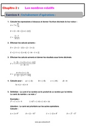 Enchaînement d’opérations - Révisions - Exercices avec correction : 10ème Harmos - PDF à imprimer