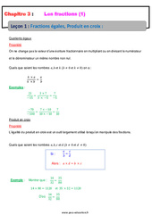 Fractions égales, Produit en croix - Cours : 10ème Harmos - PDF à imprimer