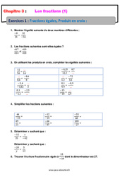 Fractions égales, Produit en croix - Révisions - Exercices avec correction : 10ème Harmos - PDF à imprimer