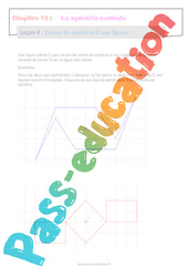 Centre de symétrie d'une figure - Séquence complète : 9eme Harmos - PDF à imprimer