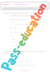 Additions et soustractions de fractions - Séquence complète : 10ème Harmos - PDF à imprimer