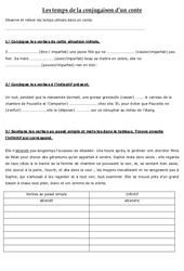 Temps de conjugaison du conte - Ecriture - Contes : 6ème, 7ème Harmos - PDF à imprimer