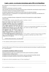 L’après - guerre- Fiches La croissance économique après 1945 , la Ve République : 7ème Harmos - PDF à imprimer