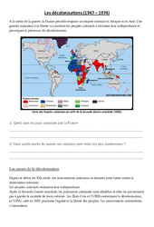 Les décolonisations (1947 - 1974) : 7ème Harmos - PDF à imprimer