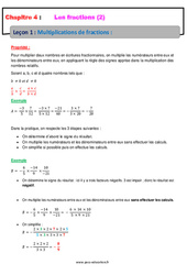 Multiplications de fractions - Cours : 10ème Harmos - PDF à imprimer