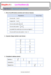 Inverse d’une fraction - Révisions - Exercices avec correction : 10ème Harmos - PDF à imprimer