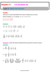 Division de fractions - Cours : 10ème Harmos - PDF à imprimer