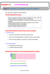 Résoudre un problème avec les fractions - Cours : 10ème Harmos - PDF à imprimer