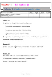 Résoudre un problème avec les fractions - Examen Evaluation, bilan, contrôle avec la correction : 10ème Harmos - PDF à imprimer