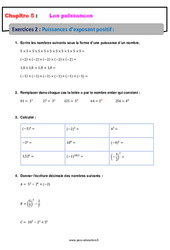 Puissances d’exposant positif - Révisions - Exercices avec correction : 10ème Harmos - PDF à imprimer