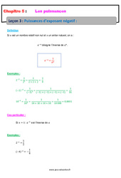 Puissances d’exposant négatif - Cours : 10ème Harmos - PDF à imprimer