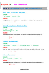 Opérations sur les puissances - Cours : 10ème Harmos - PDF à imprimer