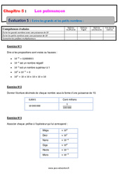 Écrire les grands et les petits nombres - Examen Evaluation, bilan, contrôle avec la correction : 10ème Harmos - PDF à imprimer