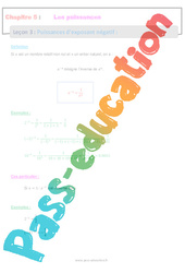 Puissances d’exposant négatif - Séquence complète : 10ème Harmos - PDF à imprimer