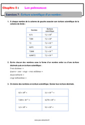 Écriture scientifique d’un nombre - Révisions - Exercices avec correction : 10ème Harmos - PDF à imprimer