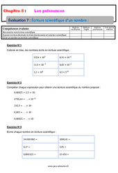 Écriture scientifique d’un nombre - Examen Evaluation, bilan, contrôle avec la correction : 10ème Harmos - PDF à imprimer