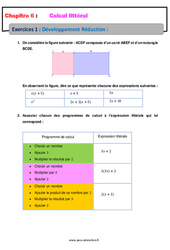 Développement Réduction - Révisions - Calcul littéral - Exercices avec correction : 10ème Harmos - PDF à imprimer