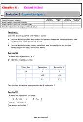 Expressions égales - Calcul littéral - Examen Evaluation, bilan, contrôle avec la correction : 10ème Harmos - PDF à imprimer