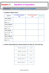 Tester une égalité ou une inégalité - Révisions - Exercices avec correction : 10ème Harmos - PDF à imprimer