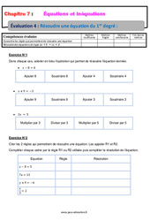 Résoudre une équation du 1er degré - Examen Evaluation, bilan, contrôle avec la correction : 10ème Harmos - PDF à imprimer