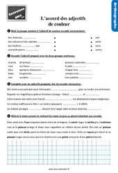 Accord des adjectifs de couleur - Exercices, révisions : 7ème Harmos - PDF à imprimer